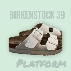 White platform Birkenstock sandals 39